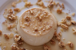 silken tofu with maple syrup and walnuts